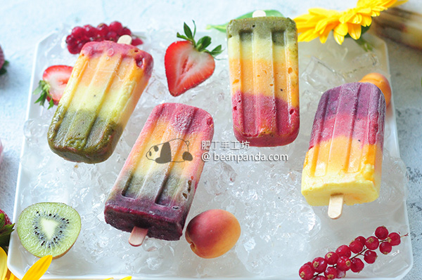 Rainbow Popsicles Recipe 彩虹果汁冰淎  現打新鮮漸層水果冰棒